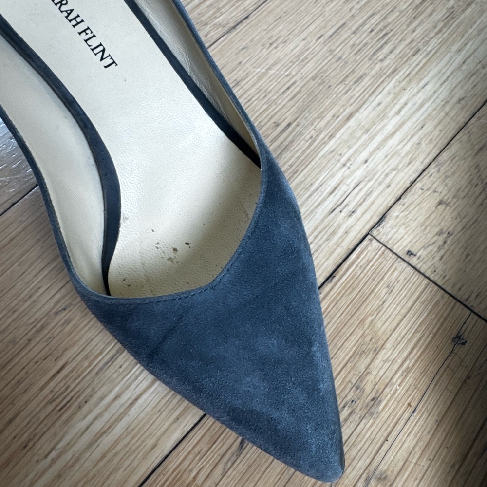 Sarah Flint Perfect Emma Charcoal Suede Pointed Block Heel Pumps - Picture 10 of 11